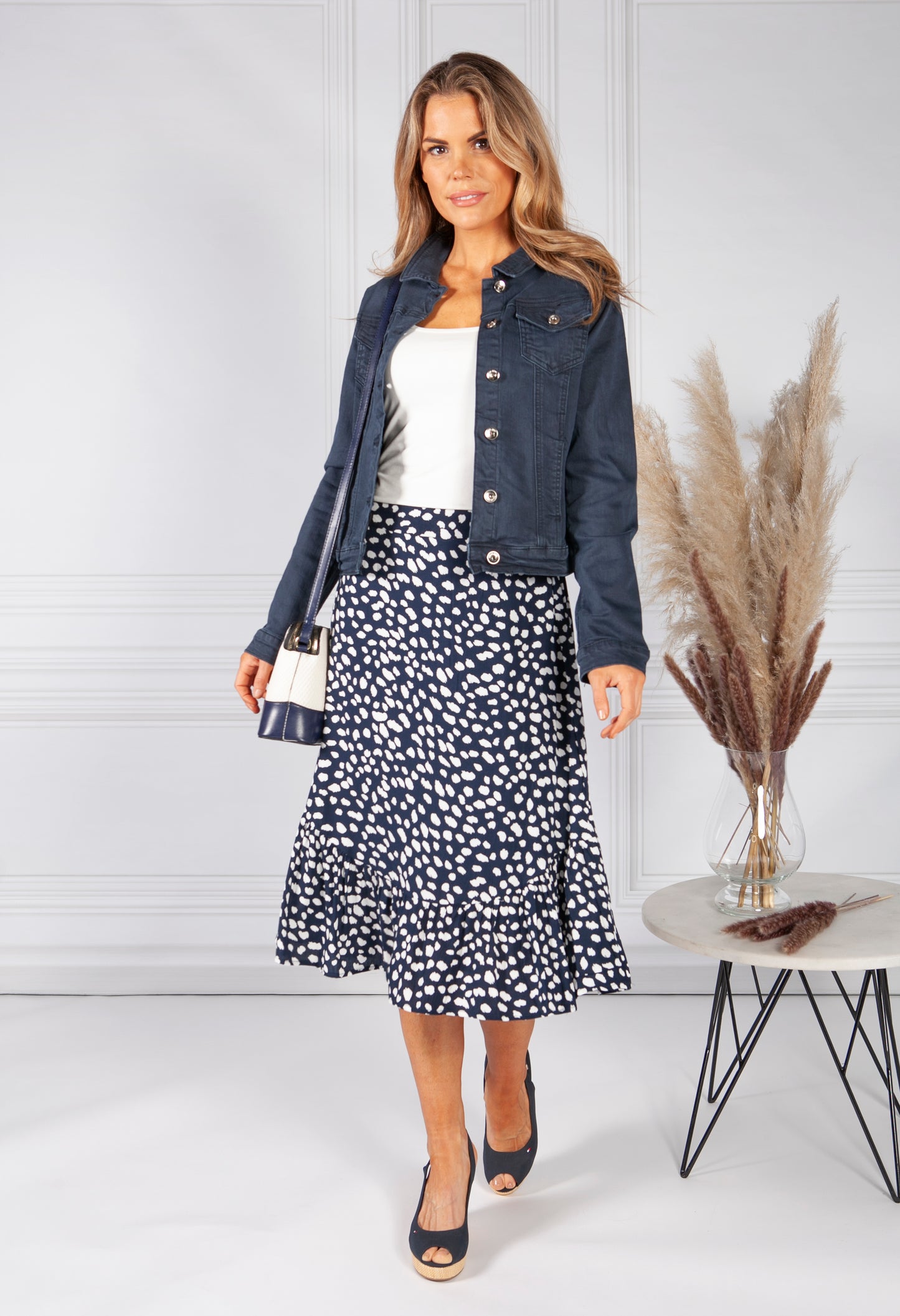 Navy Polka Dot Skirt-1