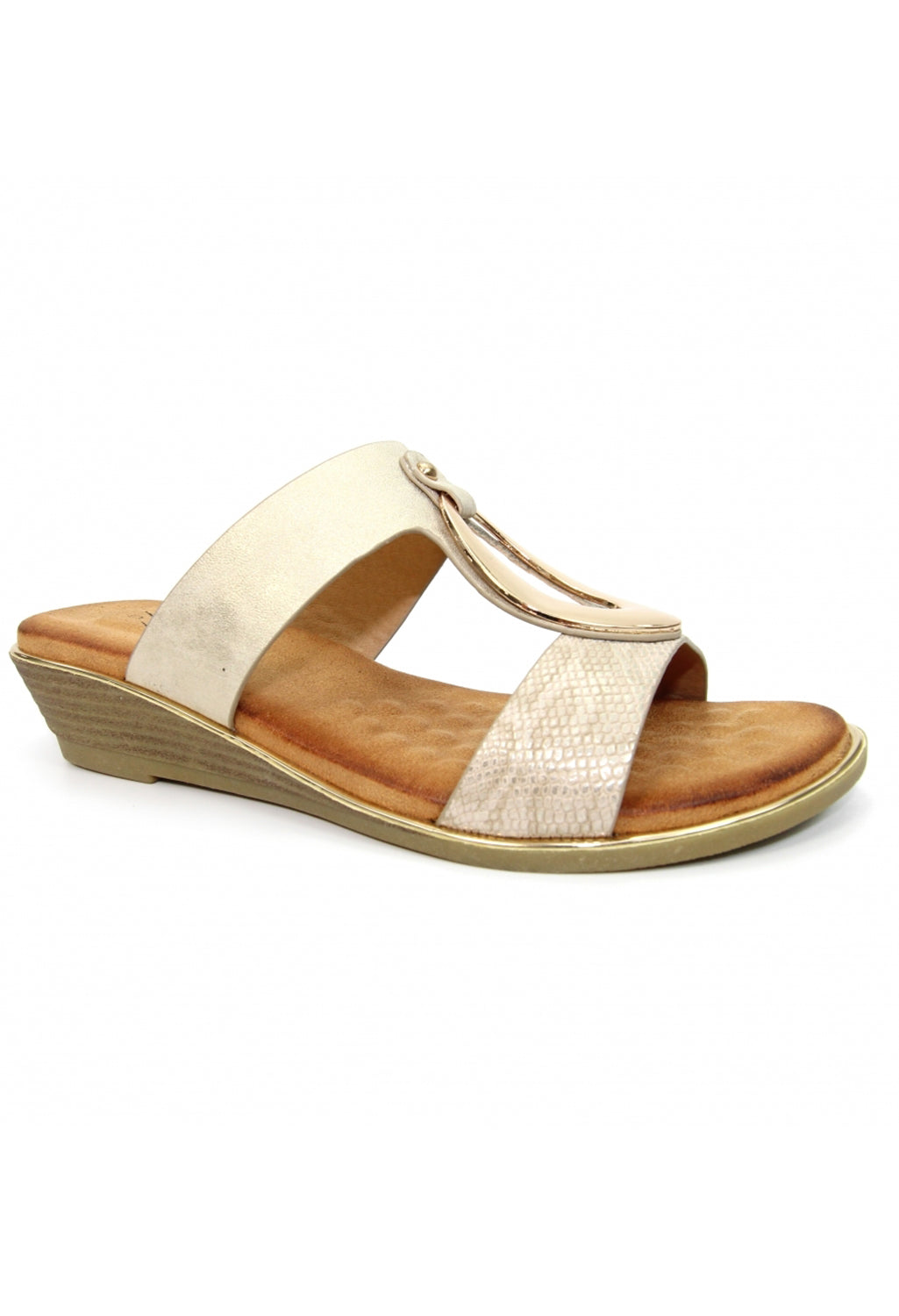 Pennita Beige Low Wedge Sandal