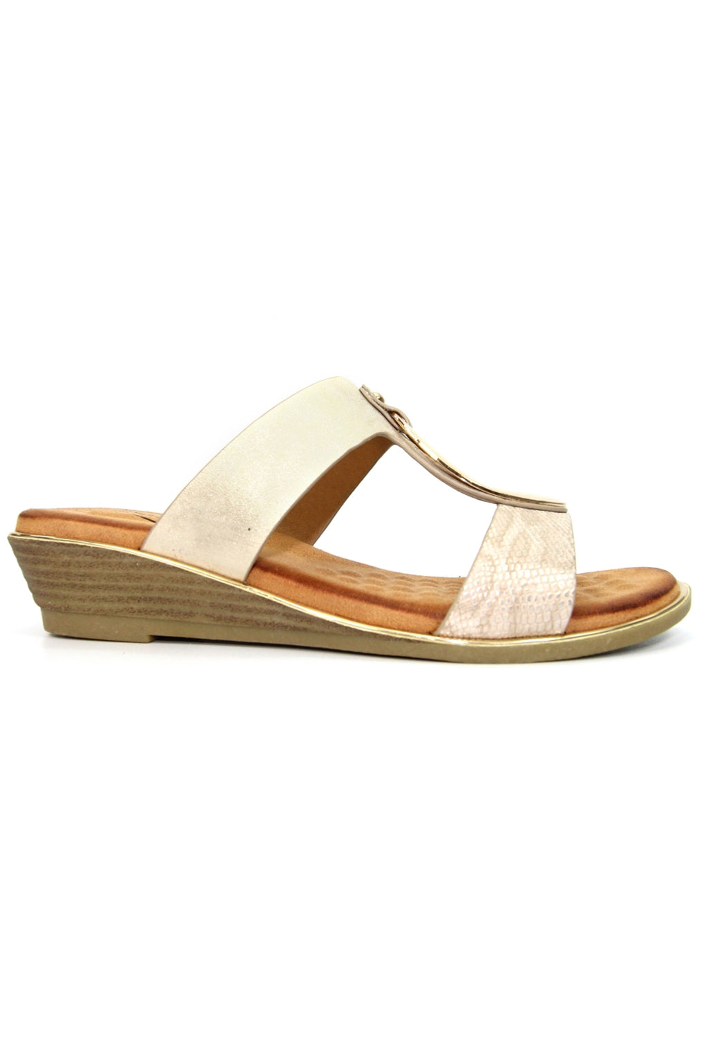 Pennita Beige Low Wedge Sandal