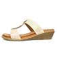 Pennita Beige Low Wedge Sandal