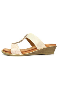 Pennita Beige Low Wedge Sandal