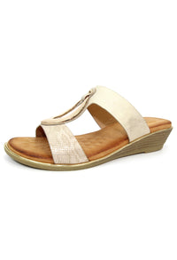 Pennita Beige Low Wedge Sandal