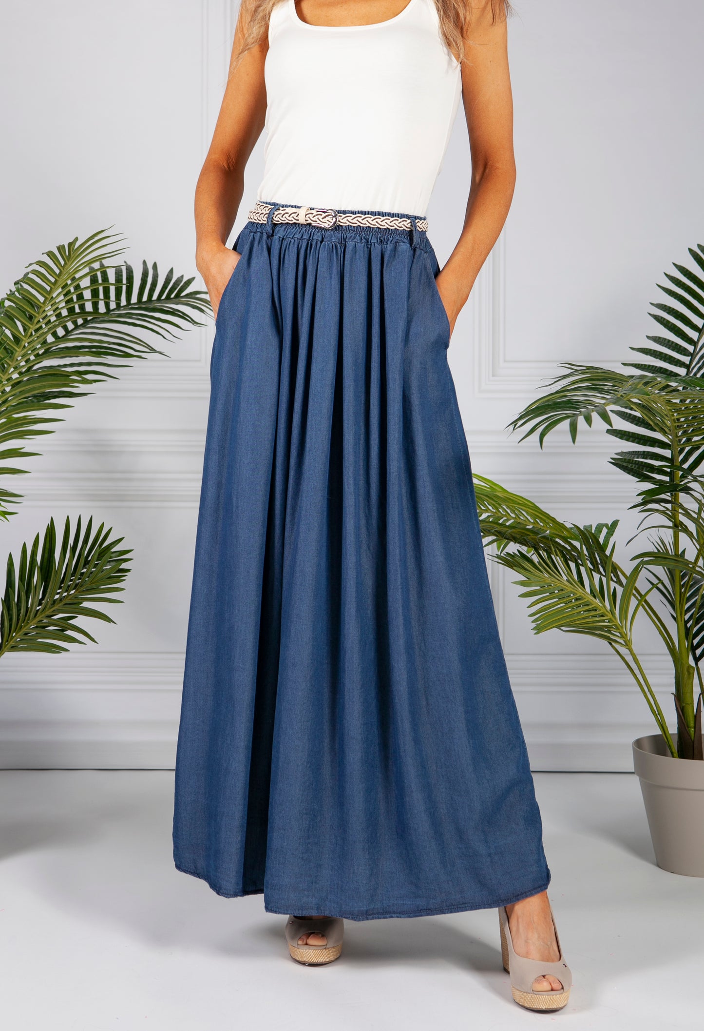 Denim Blue Maxi Skirt