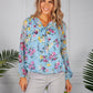 Textured Floral Print Blouse in Sky Blue