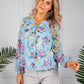 Textured Floral Print Blouse in Sky Blue