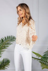 Sand Lace Top and Cami Set