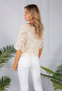 Sand Lace Top and Cami Set