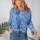 Denim Blue Textured Polka Dot Blouse