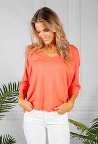 Oversized Pullover Knit in Coral