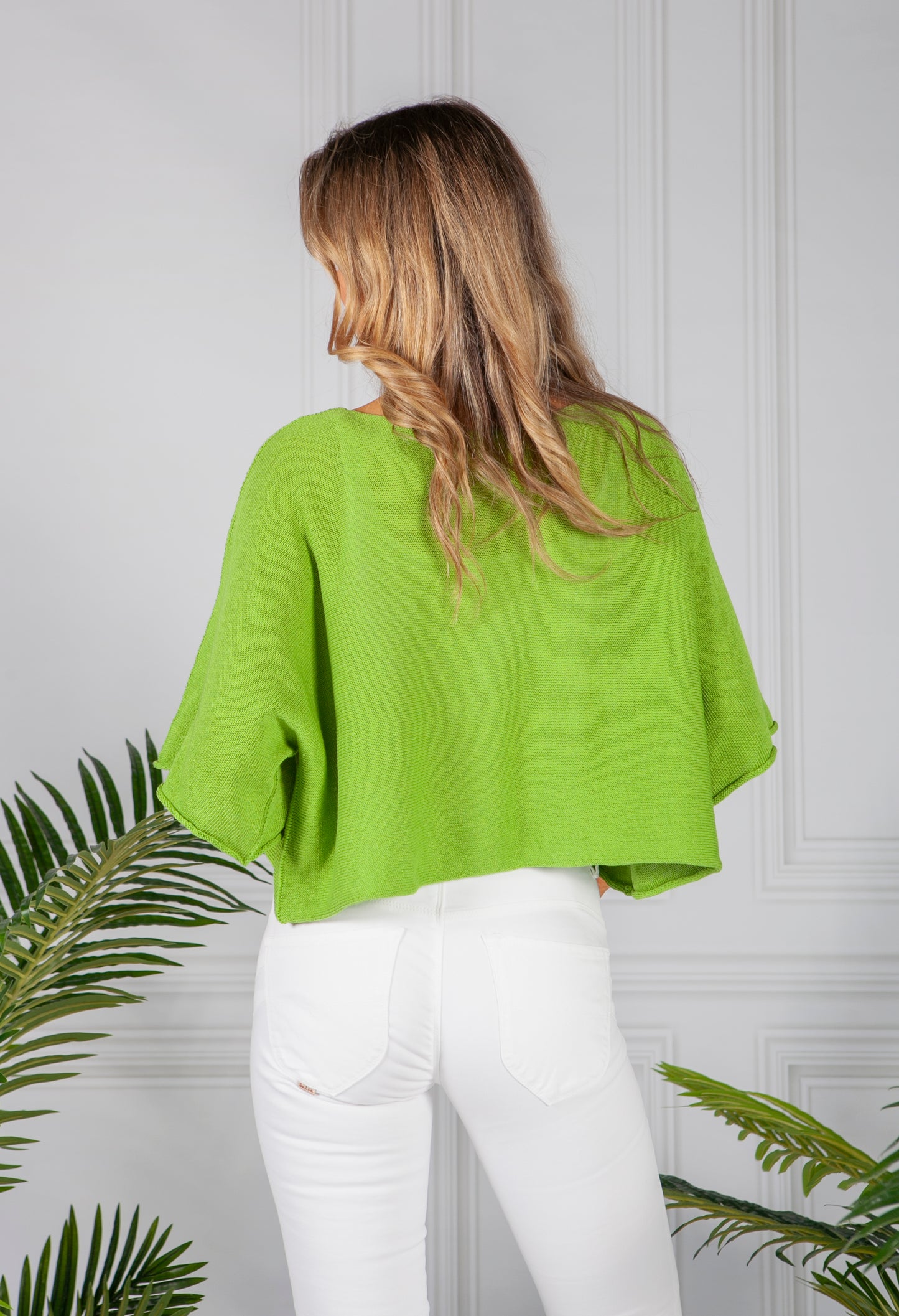 Pistachio Lightweight Cropped Knit Pullover