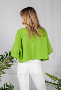 Pistachio Lightweight Cropped Knit Pullover