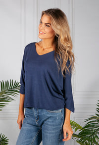 Oversized Pullover Knit in Navy