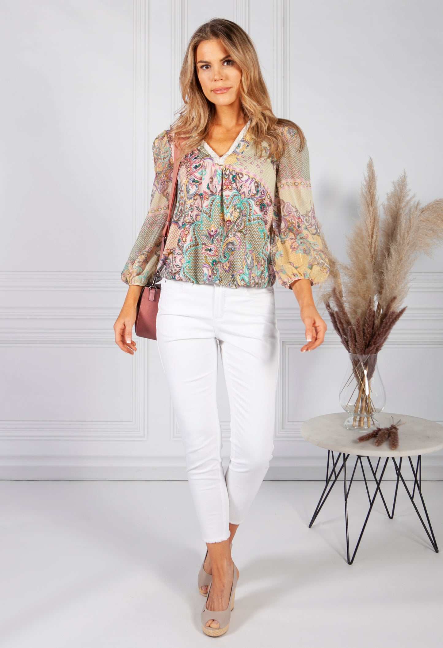 Dusted Pink Paisley Print Blouse