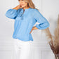 Sky Blue Silver Stripe Blouse