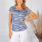 Denim Blue Cursive Print Top