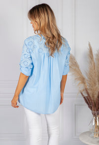 Sky Blue broderie anglaise Blouse