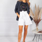 White paper bag waist shorts