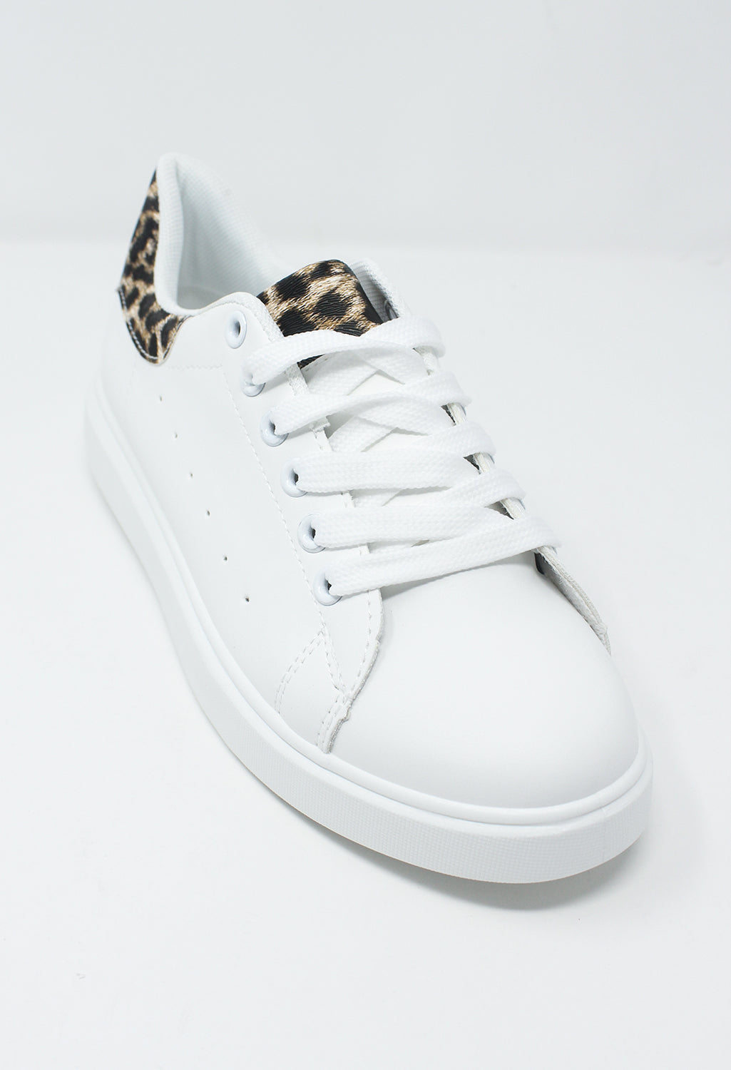 White and Leopard Print Trainer