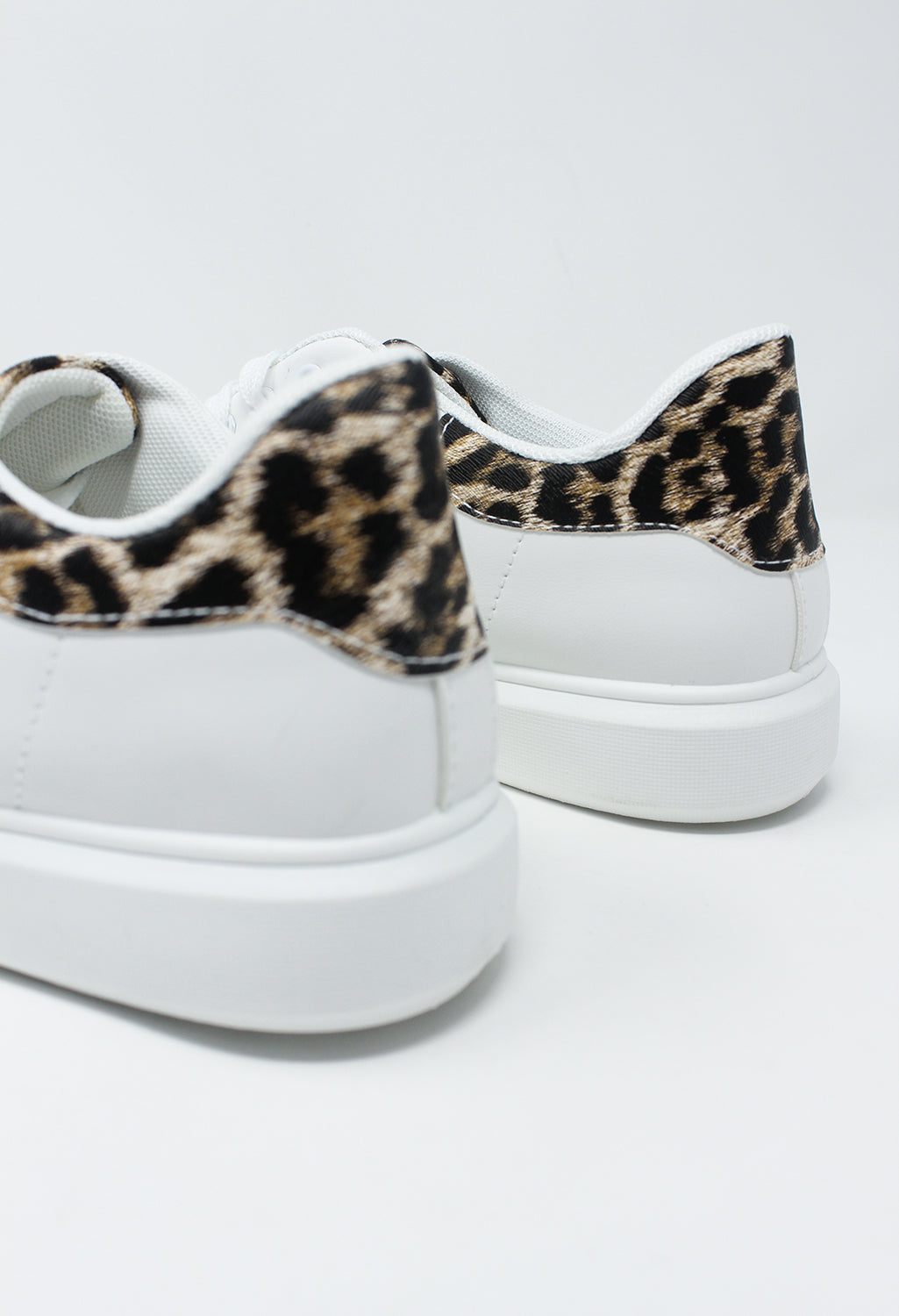 White and Leopard Print Trainer