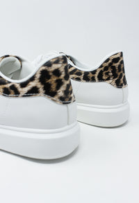 White and Leopard Print Trainer