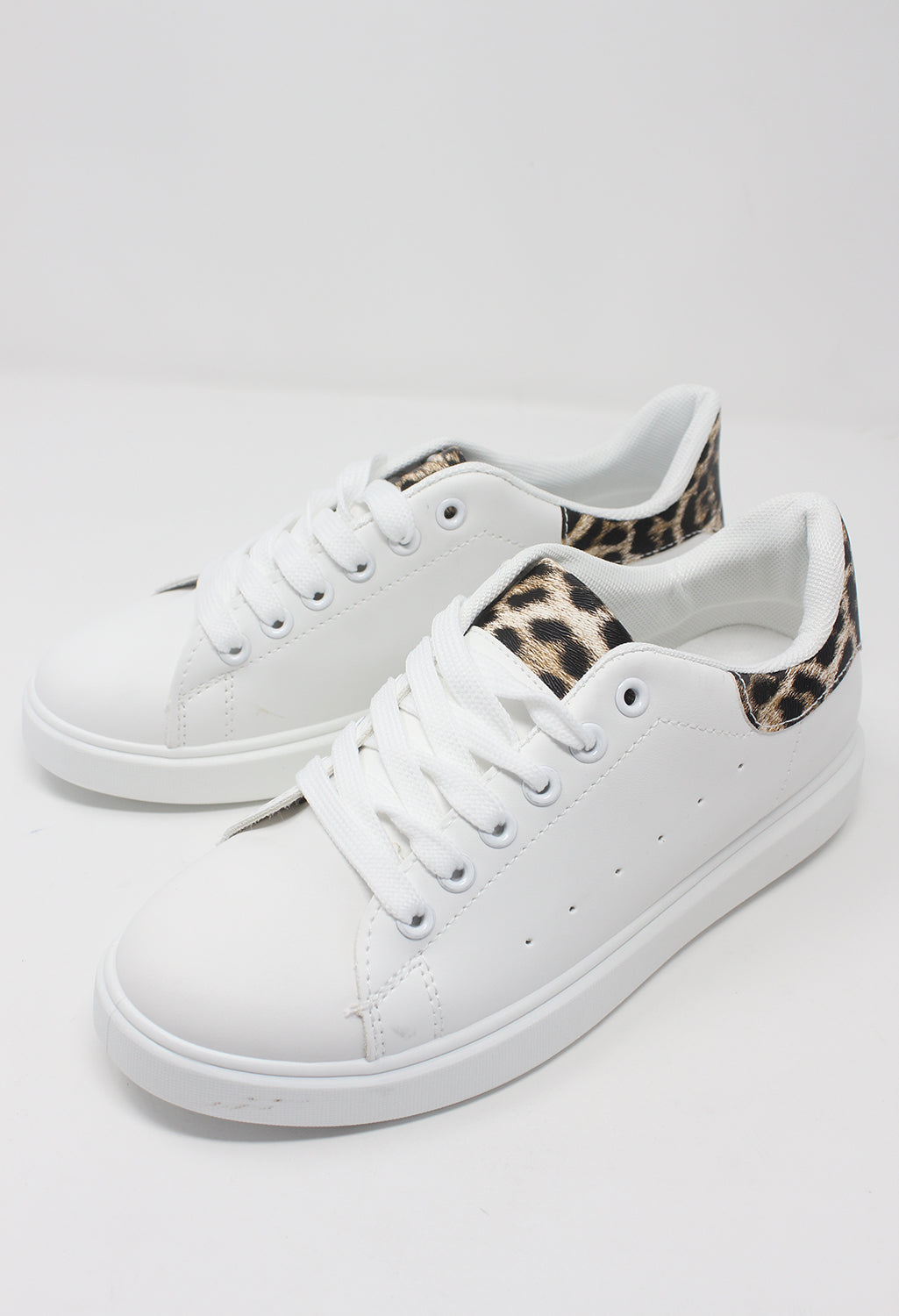 White and Leopard Print Trainer