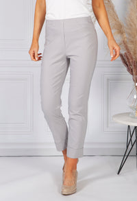 SILVER GREY MAGIC SHAPE CROPPED TURN UP TROUSERS