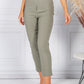 KHAKI GREEN MAGIC SHAPE CROPPED TURN UP TROUSERS