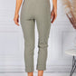 KHAKI GREEN MAGIC SHAPE CROPPED TURN UP TROUSERS