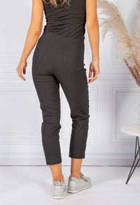 Black MAGIC SHAPE CROPPED TURN UP TROUSERS