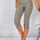 KHAKI GREEN MAGIC SHAPE CAPRIS WITH DIAMANTE DETAIL