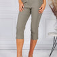 KHAKI GREEN MAGIC SHAPE CAPRIS WITH DIAMANTE DETAIL