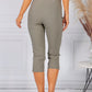 KHAKI GREEN MAGIC SHAPE CAPRIS WITH DIAMANTE DETAIL