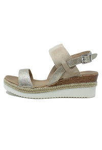 Beige Mid Wedge Strap sandal