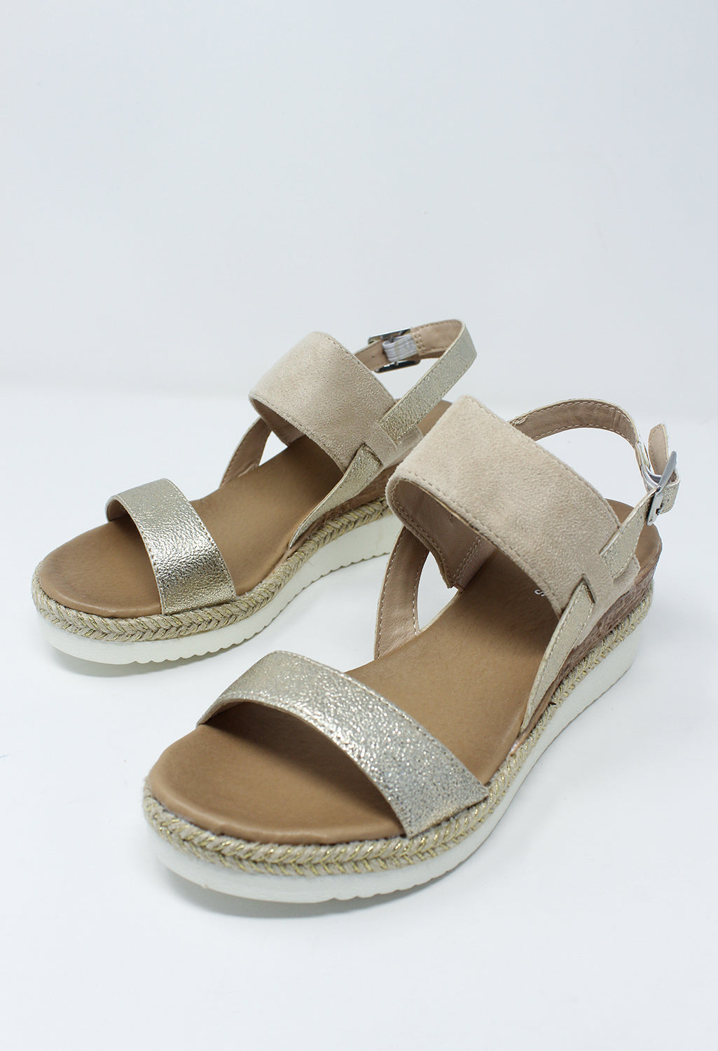 Beige Mid Wedge Strap sandal