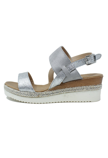 Light Grey Mid Wedge Strap Sandal