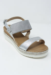 Light Grey Mid Wedge Strap Sandal