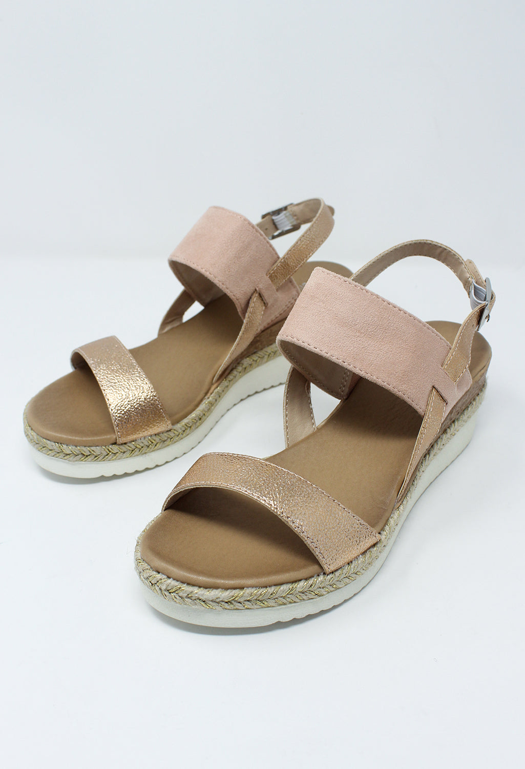 Pink Mid Wedge Strap Sandal