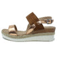 Tan Mid Wedge Strap Sandal