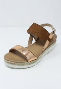 Tan Mid Wedge Strap Sandal