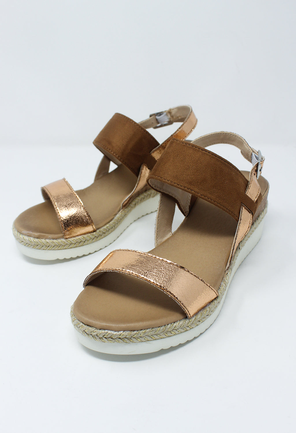 Tan Mid Wedge Strap Sandal