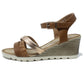 Tan Mid Wedge Cross Over Strap Sandal