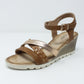 Tan Mid Wedge Cross Over Strap Sandal