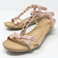 Rose Gold Mid Wedge T Strap Sandal