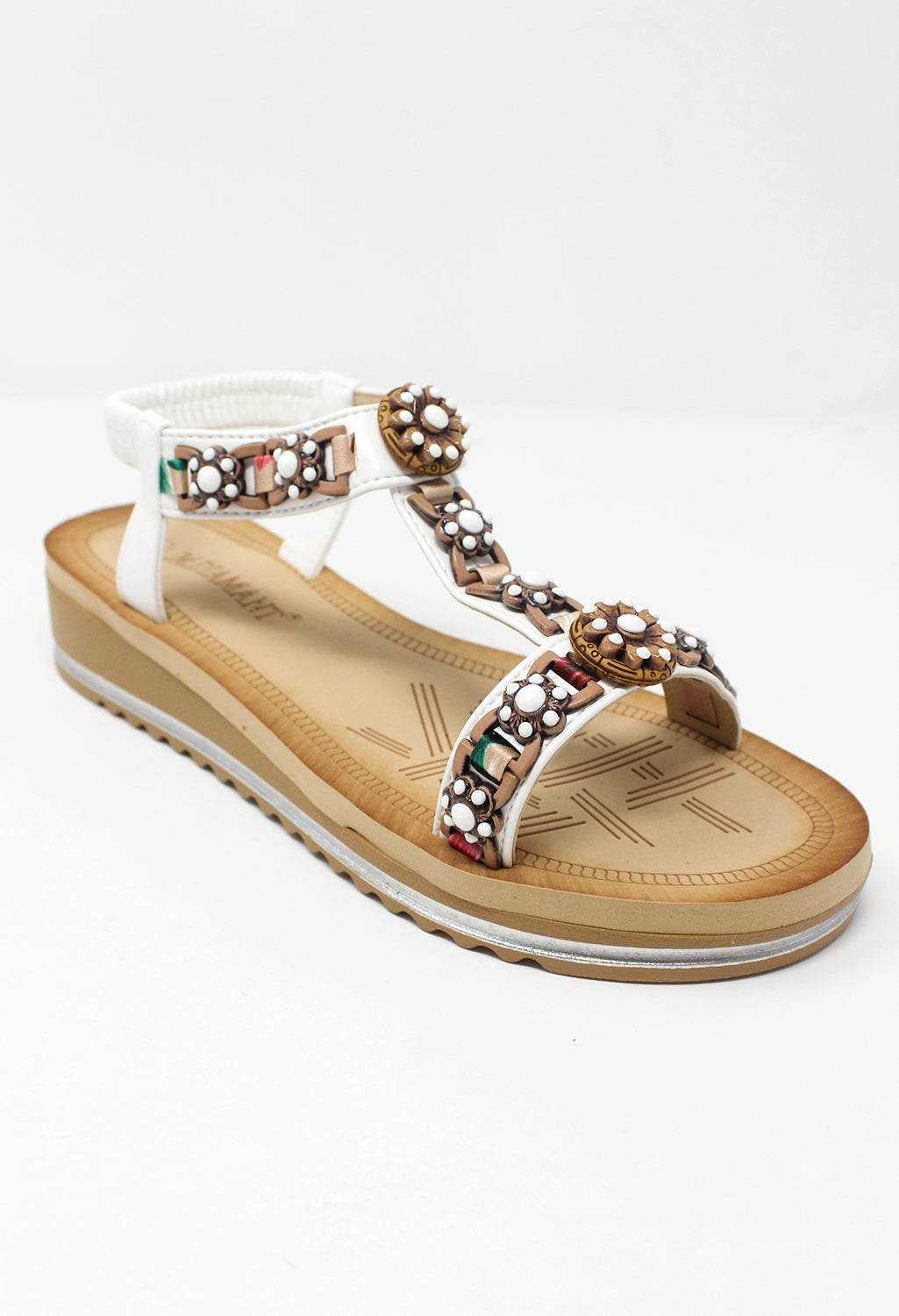 White and Gold Wedge Sandal