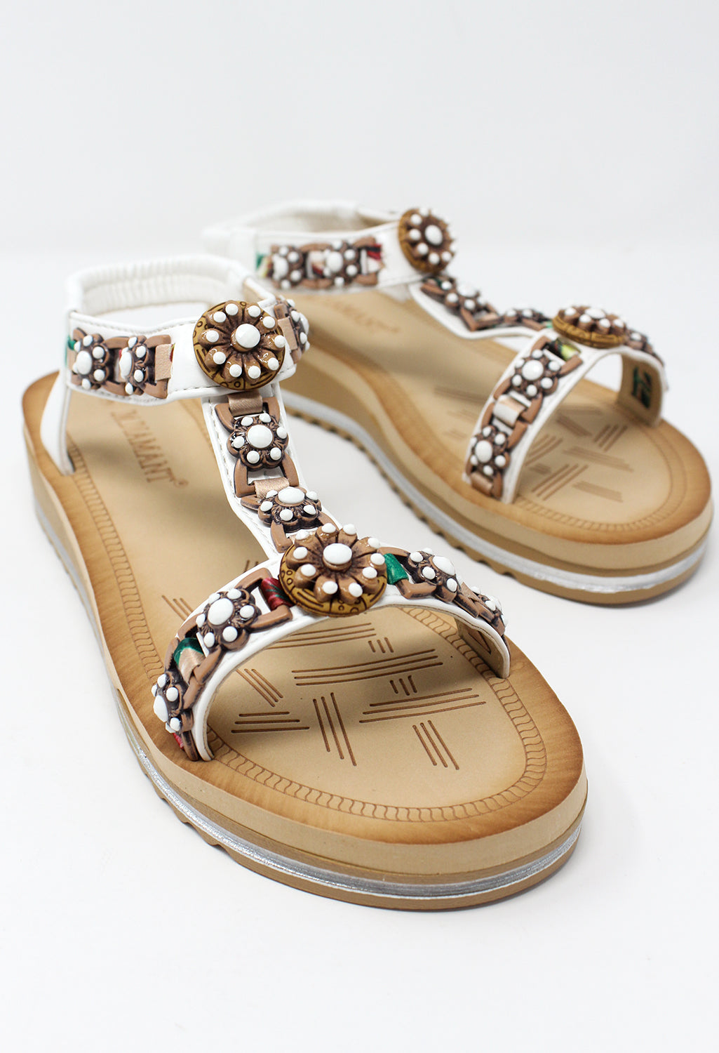 White and Gold Wedge Sandal