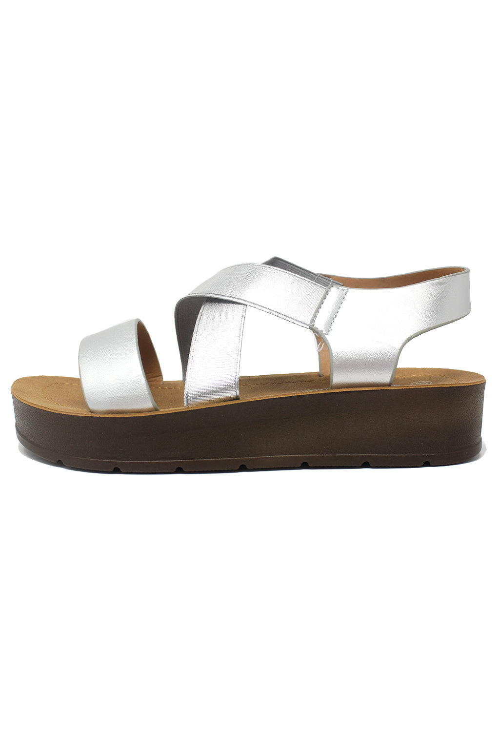 Silver Cross-strap Sandal