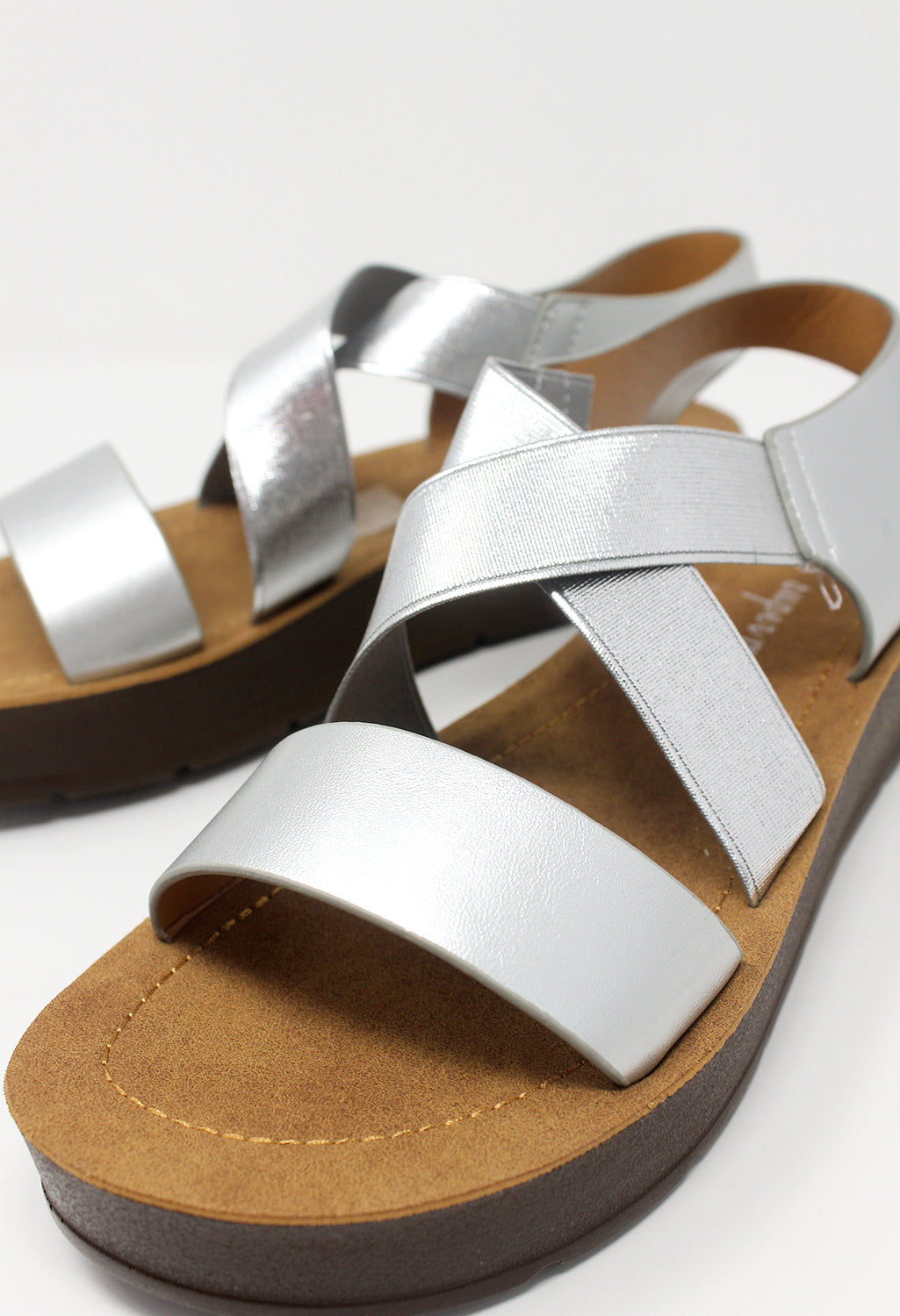 Silver Cross-strap Sandal