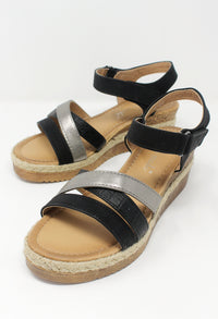 Black Velcro Fastened Sandal