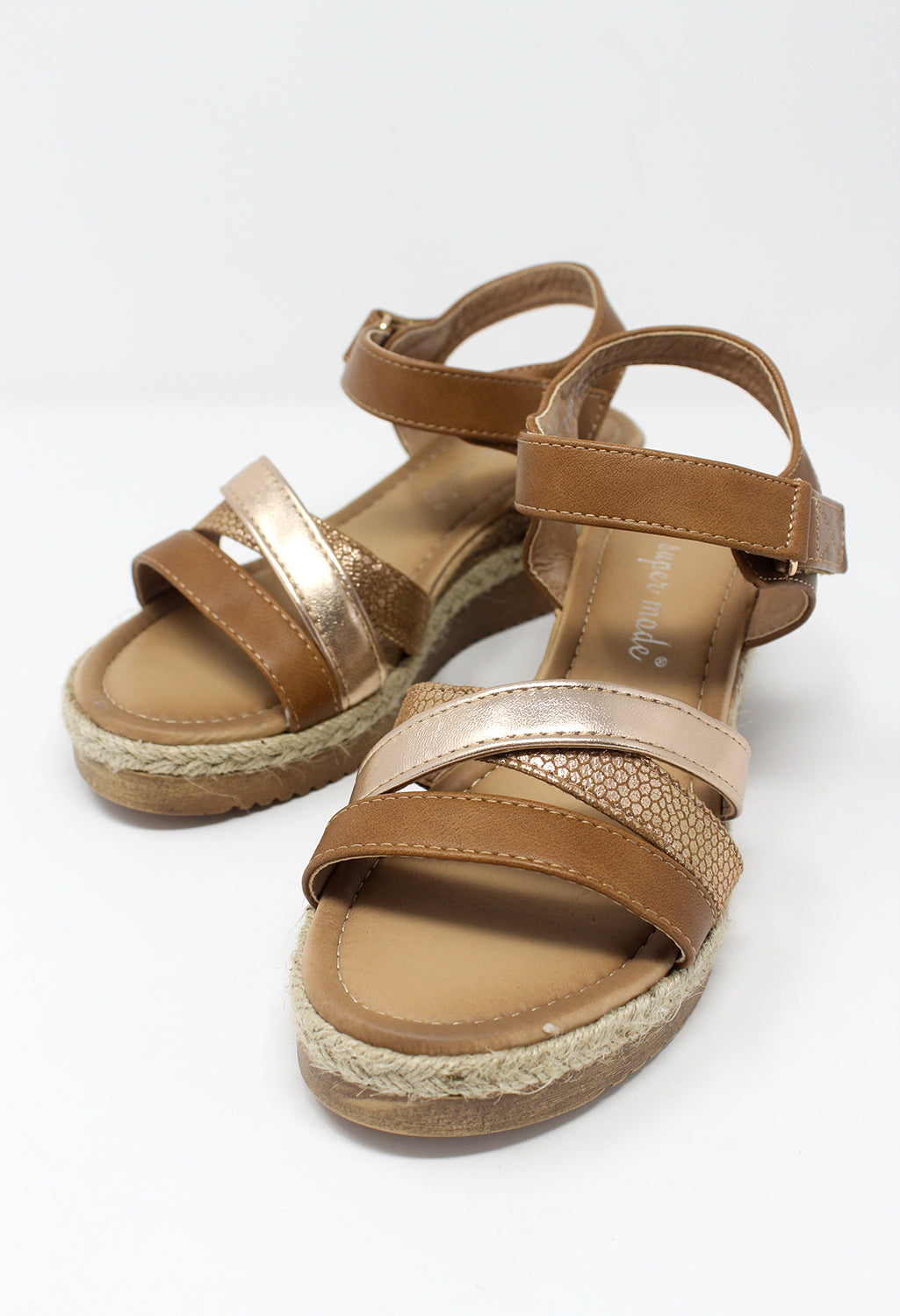 Tan Velcro Fastened Sandal