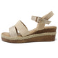 Beige Mid-Wedge Strap Sandal